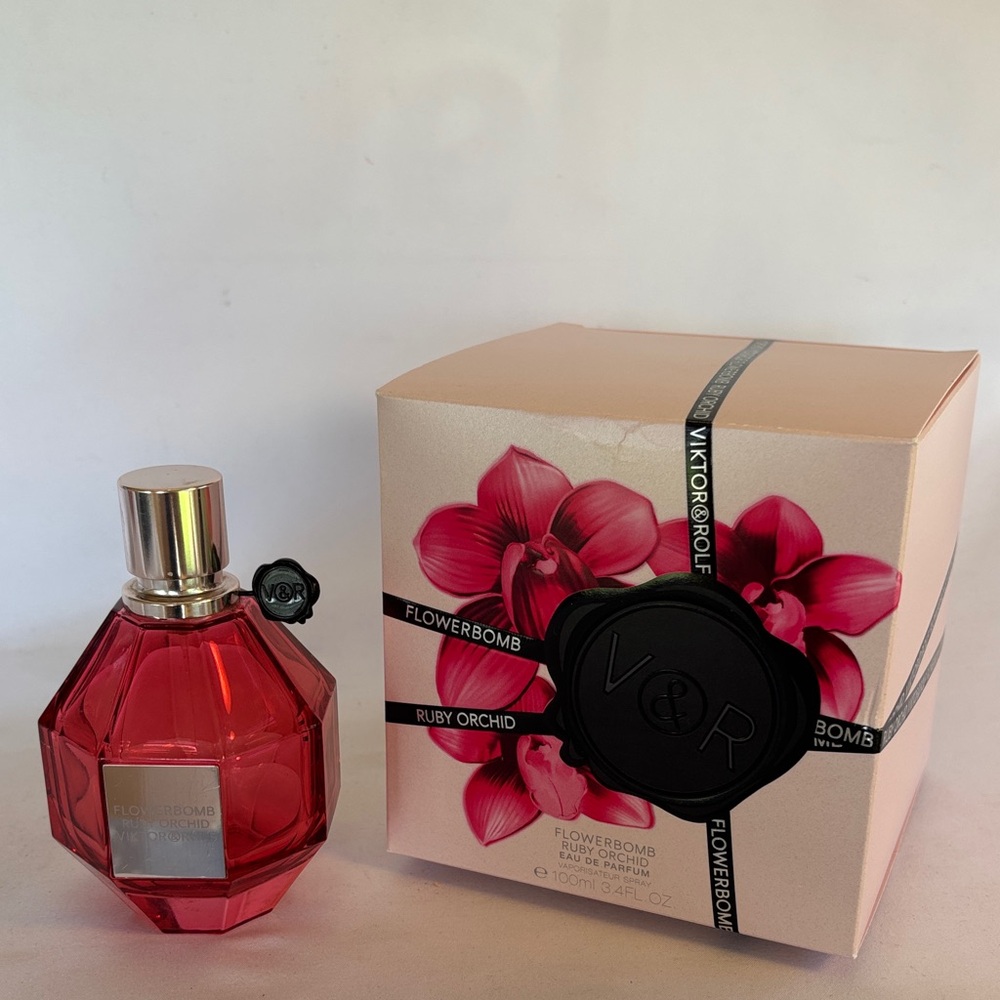 EMPTY BOTTLE & BOX COLLECTOR’s VIKTOR & ROLF FLOWERBOMB RUBY ORCHID PARFUM 3.4 - Picture 5 of 8